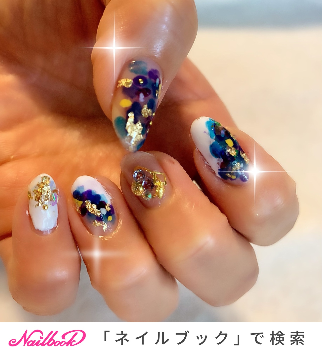 ブルー ネイビー マニキュアのネイルデザイン ネイルブック