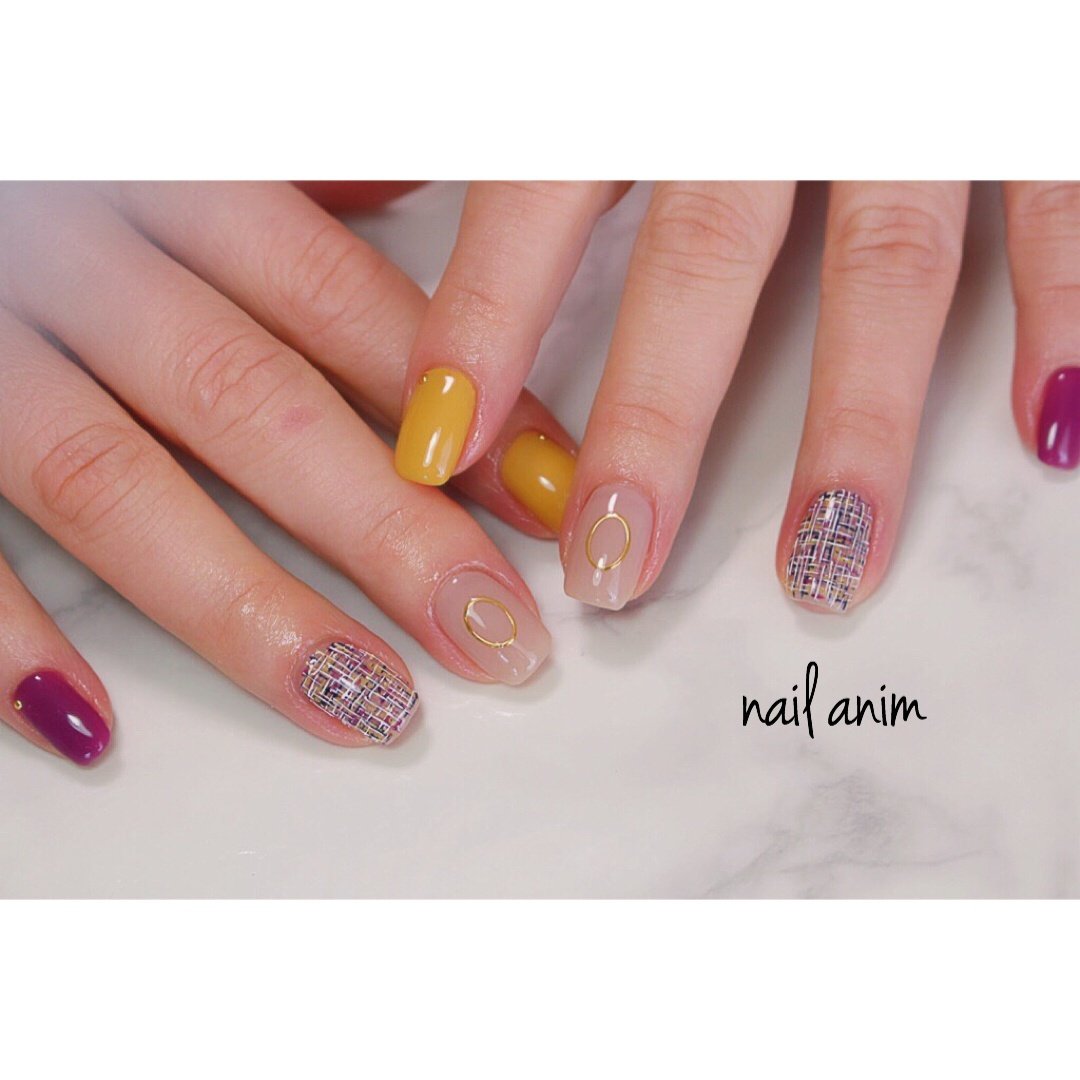 春 冬 ハンド ツイード ショート Nail Animのネイルデザイン No ネイルブック