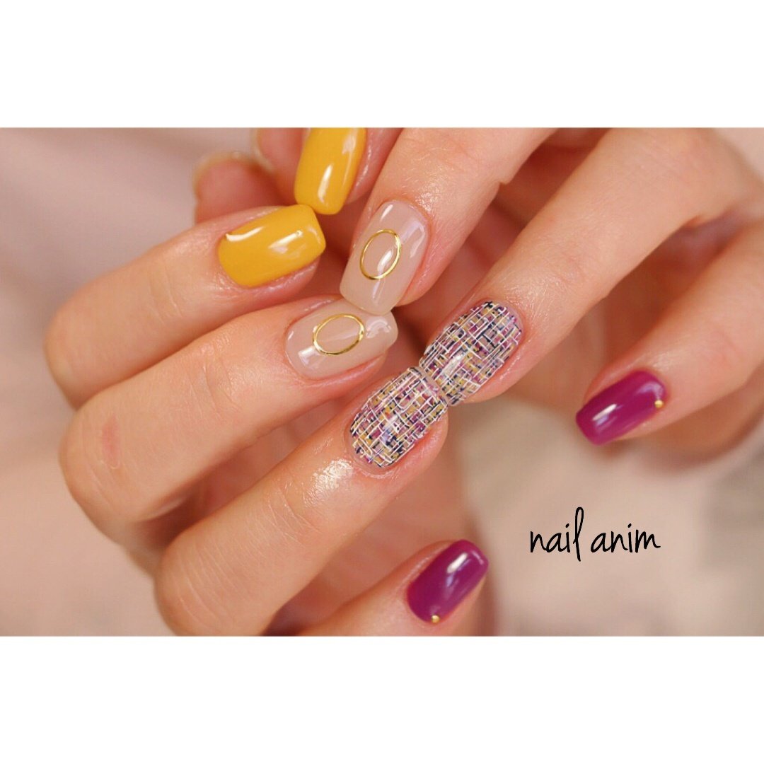 春 冬 ハンド ツイード ショート Nail Animのネイルデザイン No ネイルブック