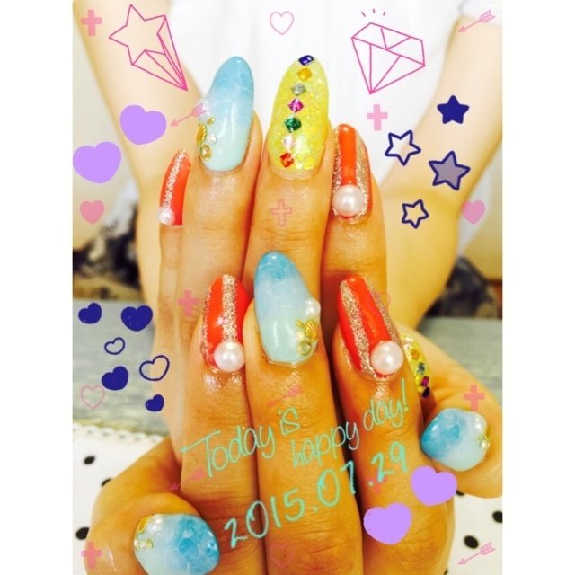 夏 ハンド ロング ジェル お客様 Conan Nail Okinawaのネイルデザイン No ネイルブック