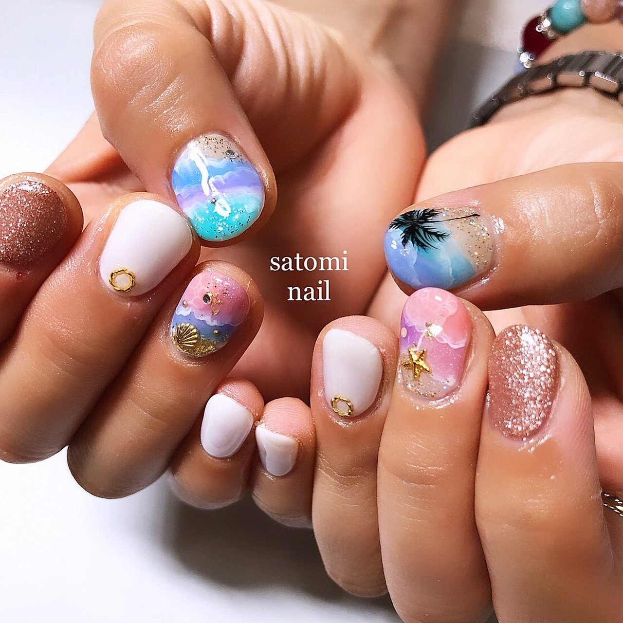 夏 旅行 海 リゾート ハンド Satominailのネイルデザイン No ネイルブック