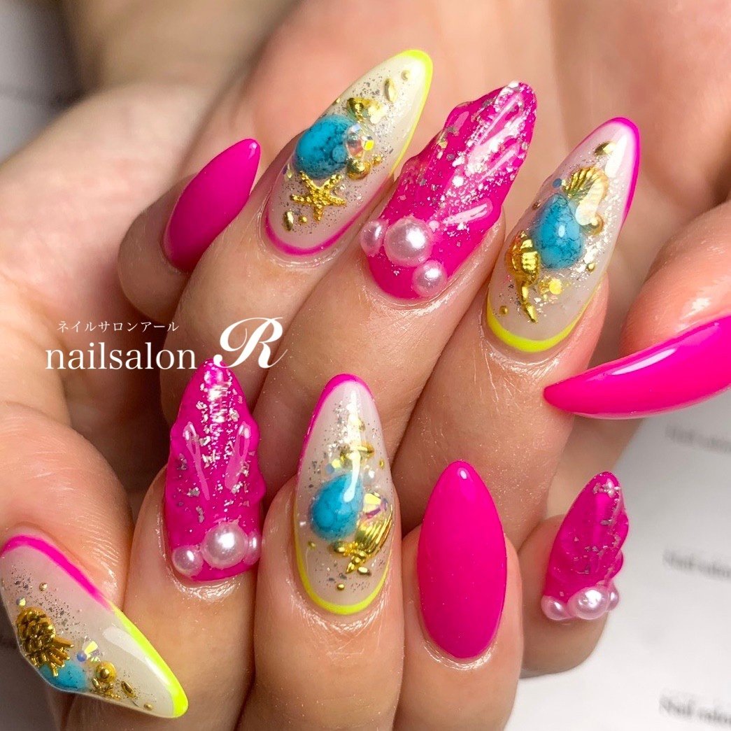 夏 秋 海 女子会 ハンド Nailsalon R 大垣店のネイルデザイン No ネイルブック