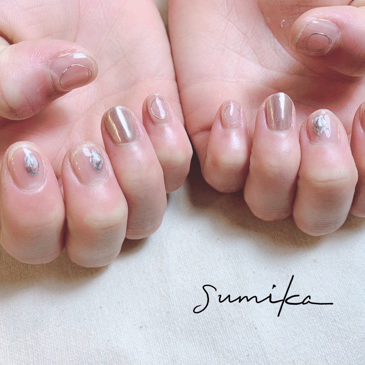 オールシーズン ハンド シンプル ニュアンス ショート Nail Salon Sumikaのネイルデザイン No ネイルブック
