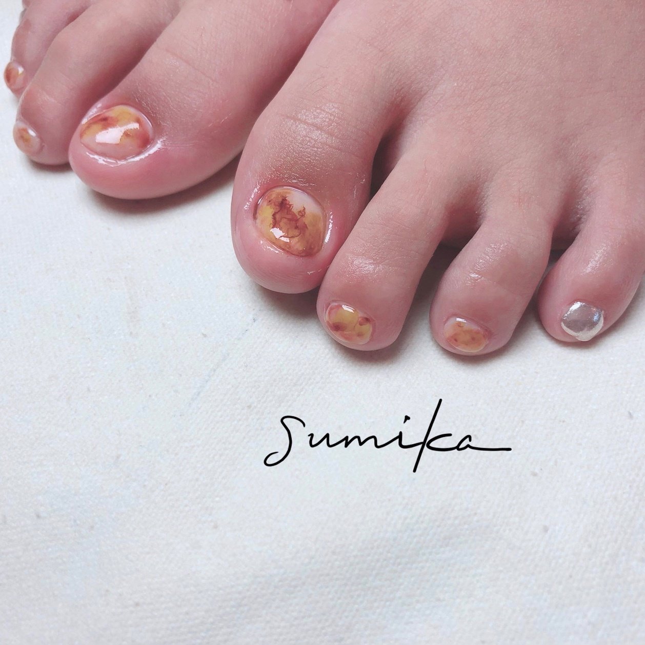 オールシーズン フット たらしこみ ニュアンス ショート Nail Salon Sumikaのネイルデザイン No ネイルブック