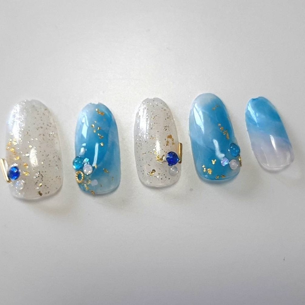 夏 旅行 海 ハンド シンプル 48nailのネイルデザイン No ネイルブック