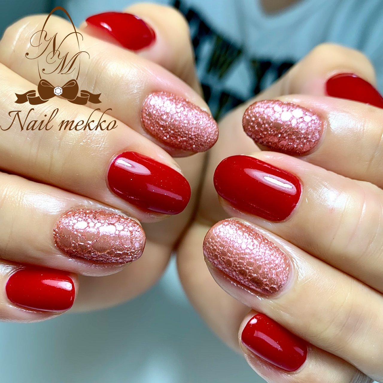 ハンド ワンカラー ミラー ピンク レッド Nail Mekkoのネイルデザイン No ネイルブック