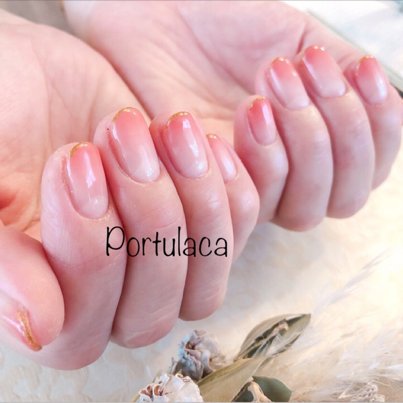 グラデーション ラメ レッド ゴールド 愛能知加子 Portulacaのネイルデザイン No ネイルブック