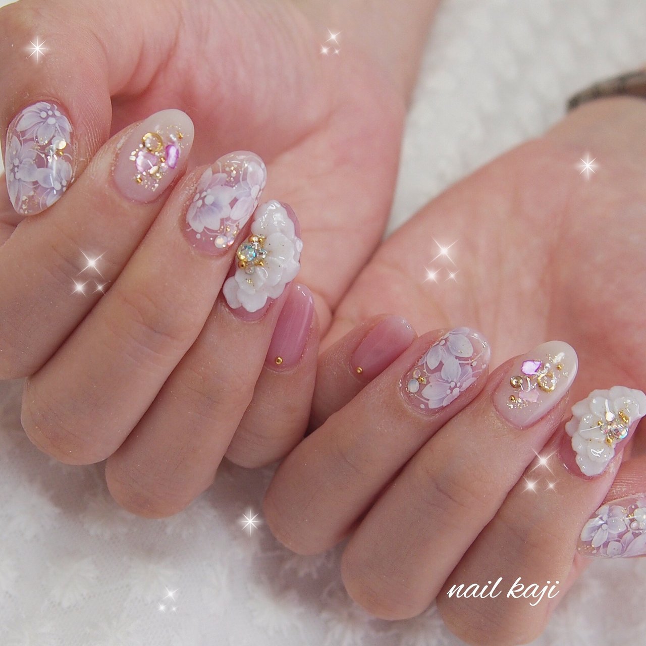 夏 オールシーズン ハンド フラワー 3d Nail Kajiのネイルデザイン No ネイルブック