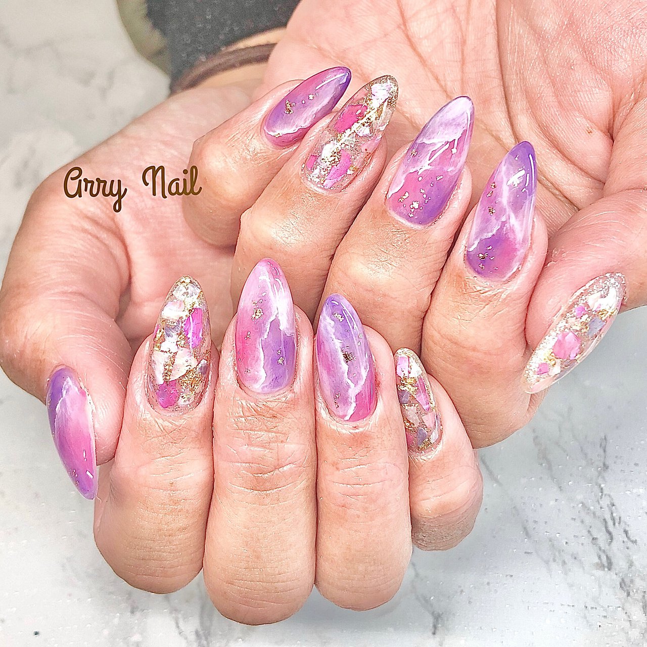 夏 ハンド シェル 大理石 ニュアンス Arry Nail アリーネイルのネイルデザイン No ネイルブック