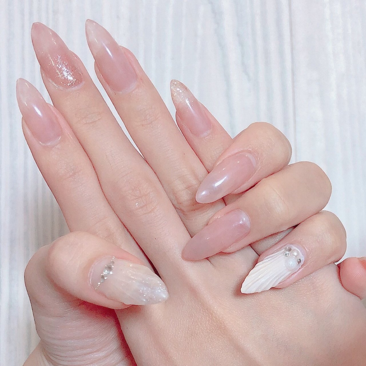 夏 海 ハンド ラメ パール Mimimi のネイルデザイン No ネイルブック