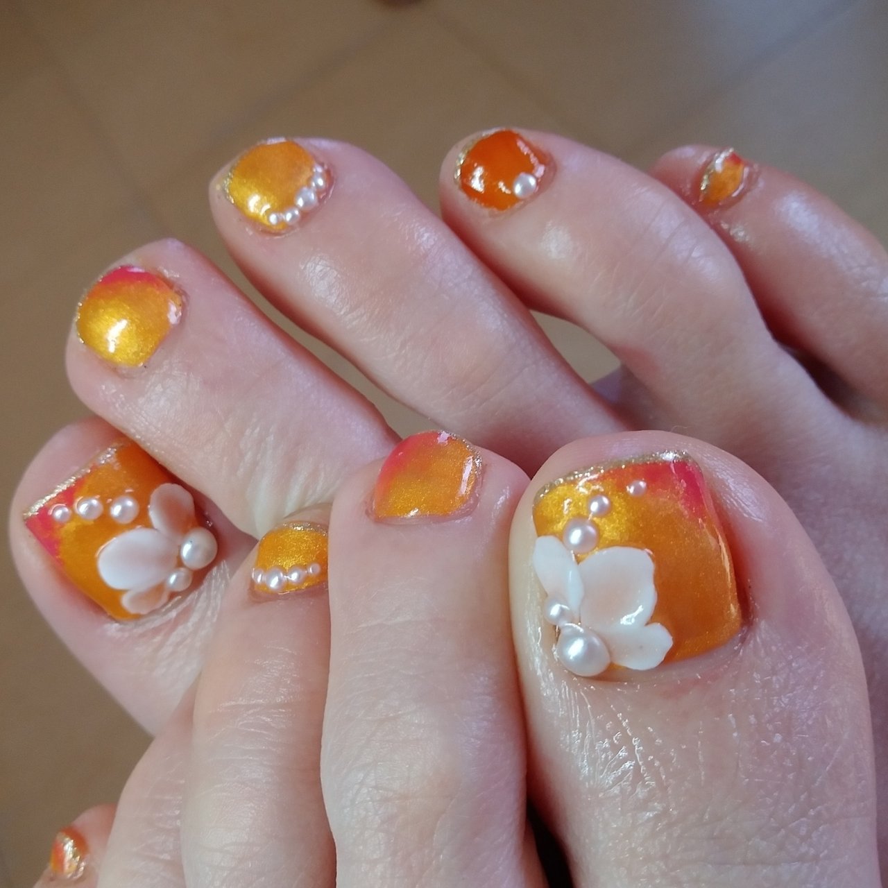 夏 フット 3d ジェル お客様 アンジェリ花nailsalon Schoolのネイルデザイン No ネイルブック