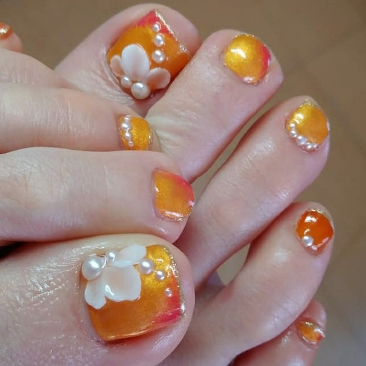 夏 フット 3d ジェルネイル お客様 アンジェリ花nailsalon Schoolのネイルデザイン No ネイルブック