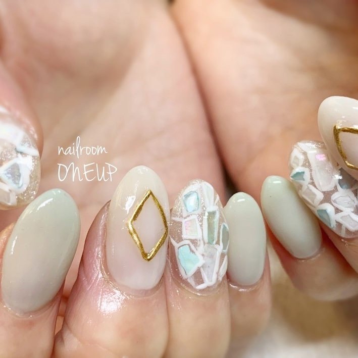 春 夏 ハンド ホワイト グリーン Nail Room One Upのネイルデザイン No ネイルブック