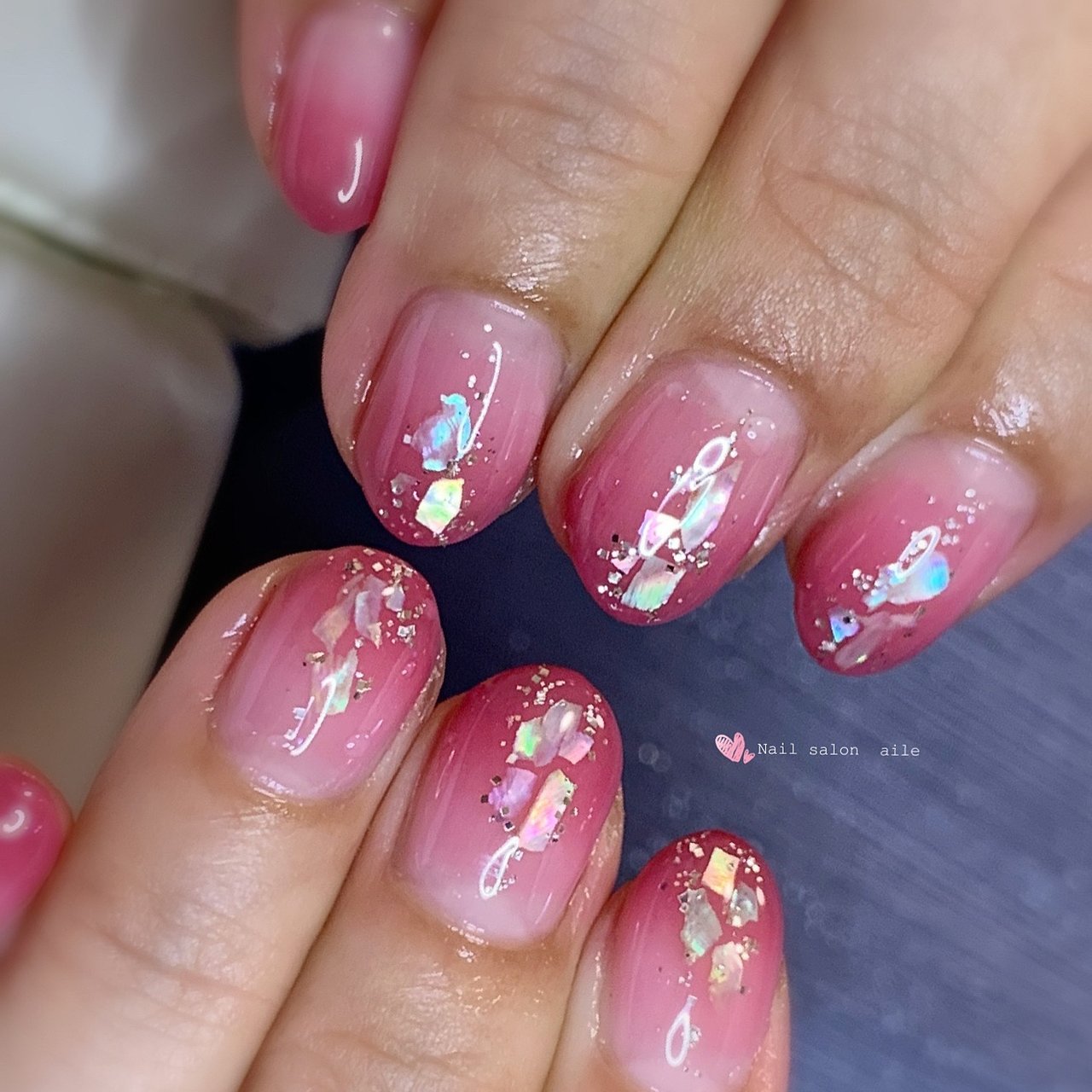 オールシーズン ハンド シンプル グラデーション ラメ Nail Salon Aileのネイルデザイン No ネイルブック