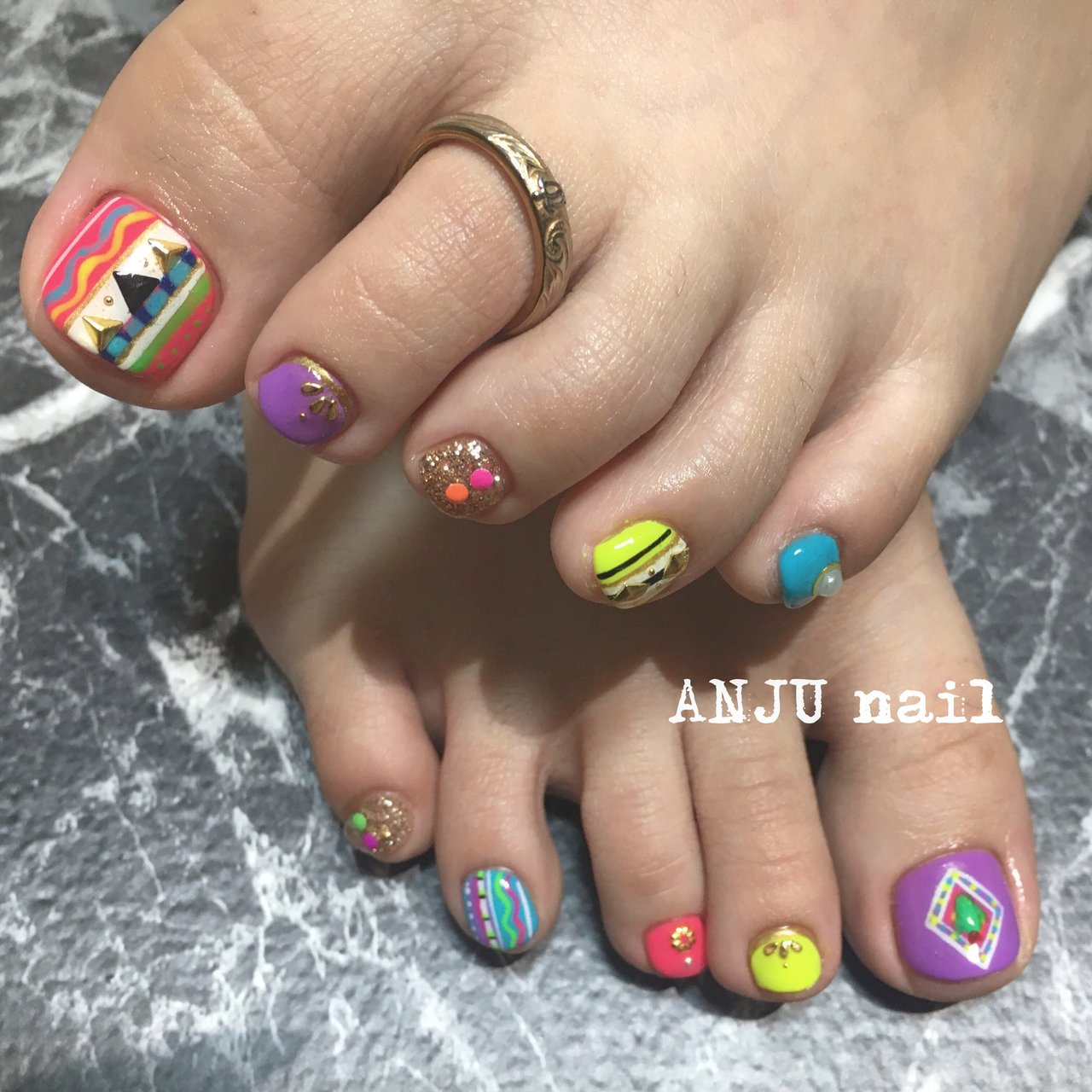 夏 オールシーズン フット ネイティブ ボヘミアン Anju Nailのネイルデザイン No ネイルブック