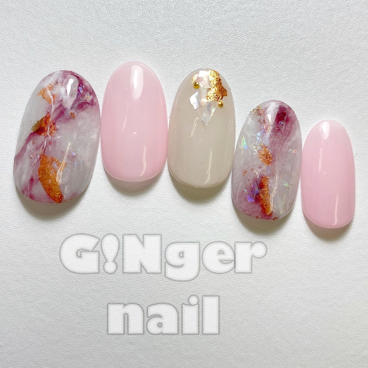 ハンド シェル タイダイ 大理石 ニュアンス Ginger Nail 代々木 ジンジャーネイルのネイルデザイン No ネイル ブック