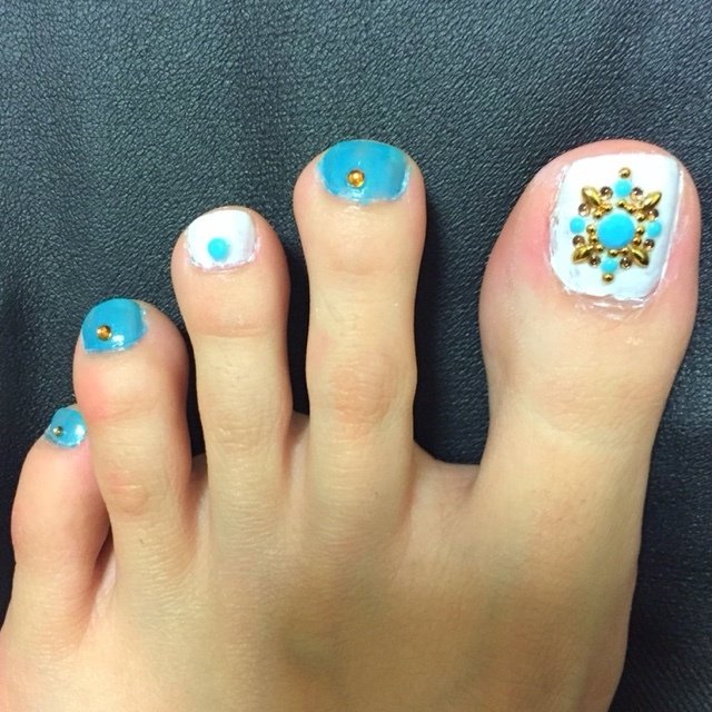 フット ブルー マニキュア セルフネイル Pu Chi Moのネイルデザイン No ネイルブック
