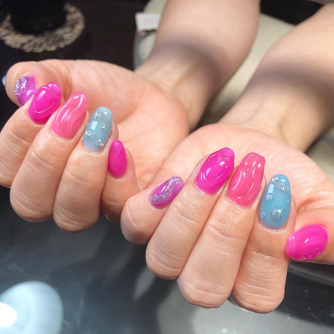 ピンク 水色 パープル Keikoのネイルデザイン No ネイルブック