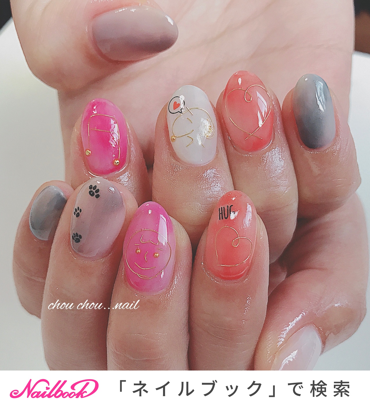 スヌーピーワイヤーネイルのネイルデザイン ネイルブック