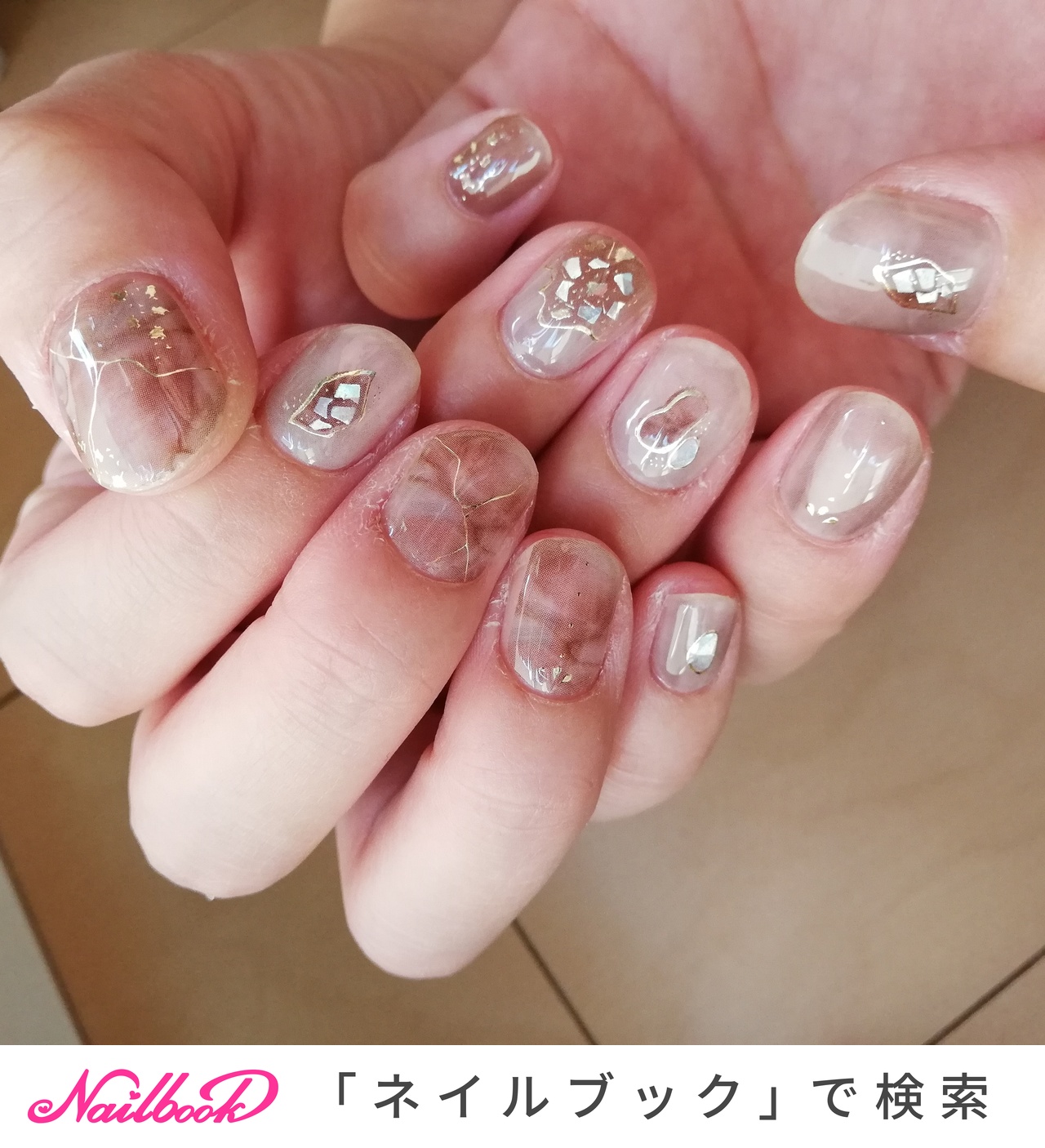 オールシーズン ハンド 大理石 マーブル ショート A K M Nのネイルデザイン No ネイルブック