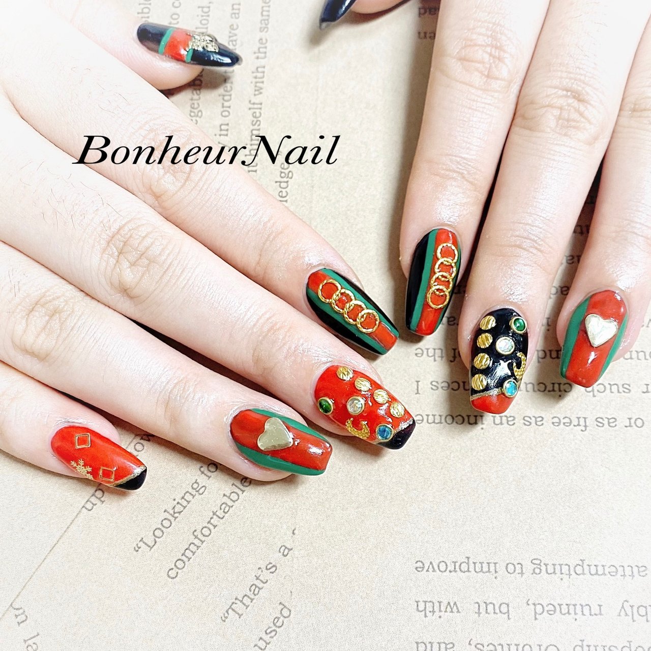 ハンド ブランド柄 ロング スカルプチュア お客様 Bonheurnailのネイルデザイン No ネイルブック