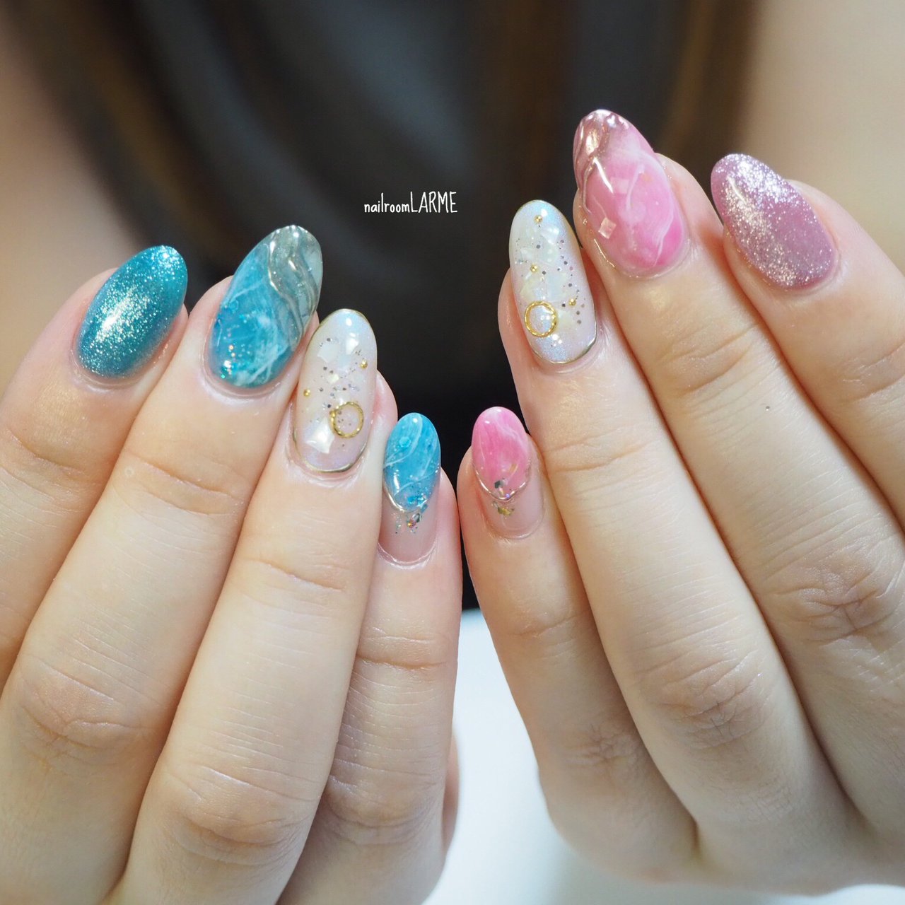 ハンド ピンク 水色 Nailroomlarmeのネイルデザイン No ネイルブック