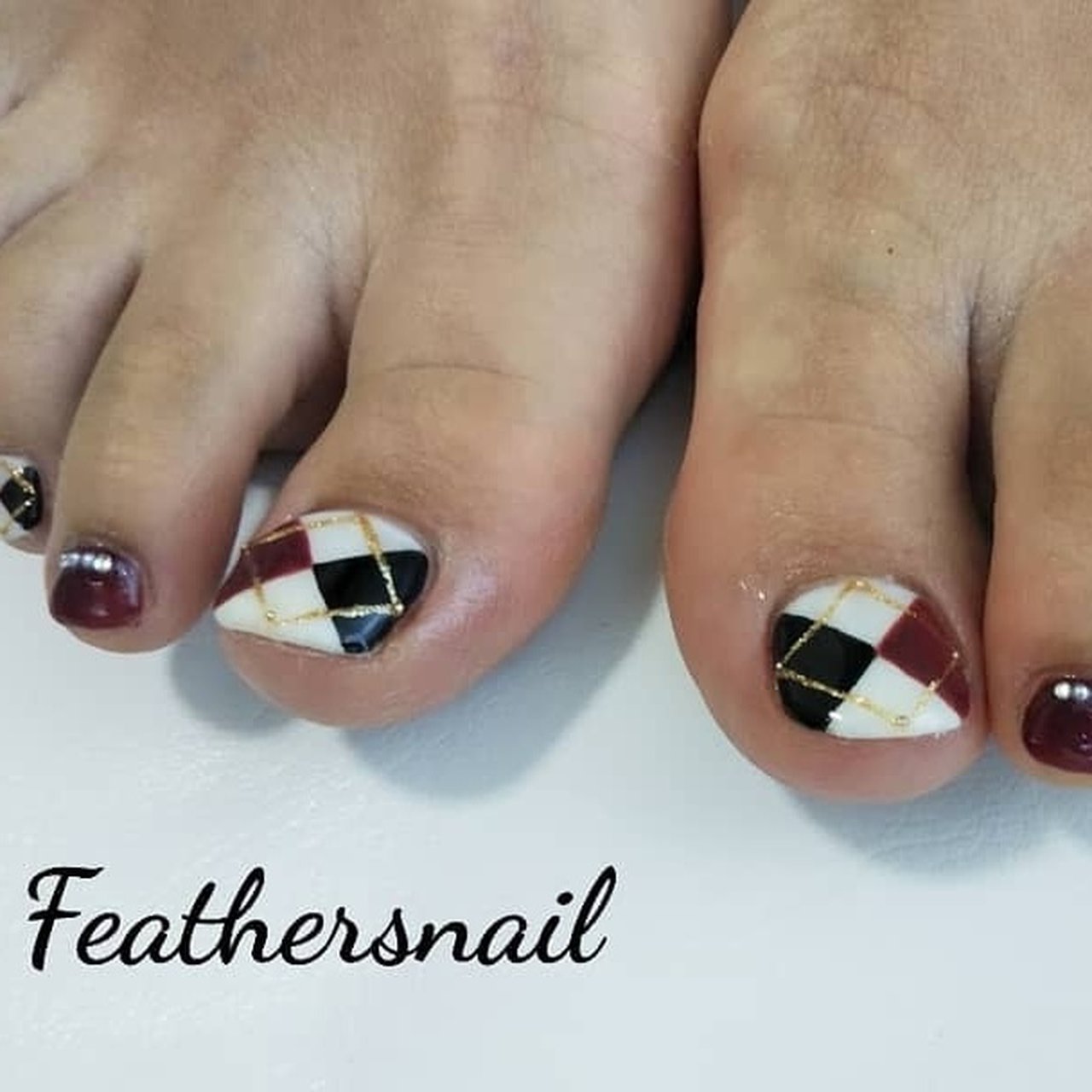 フット/シンプル/ラメ/ワンカラー/アーガイル - feathersnailのネイル
