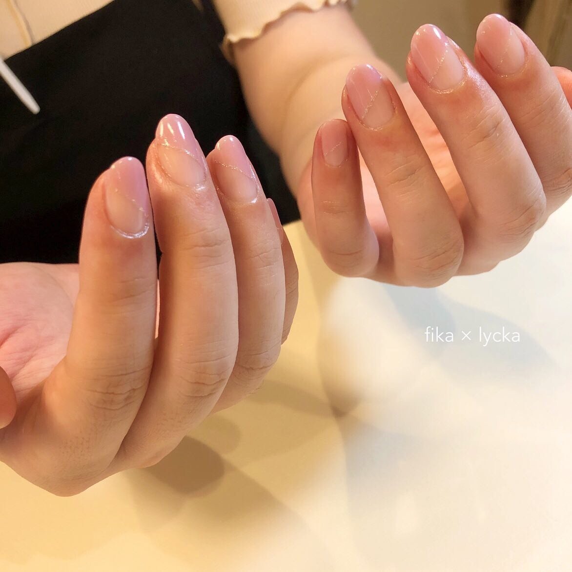 オールシーズン ハンド フレンチ ショート ピンク Fika Lycka Treatment Nail のネイル デザイン No ネイルブック