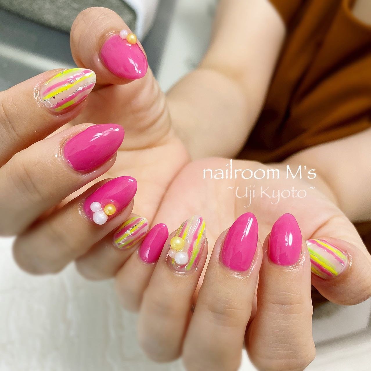 夏 ハンド ストライプ ニュアンス ピンク Msnail123のネイルデザイン No ネイルブック