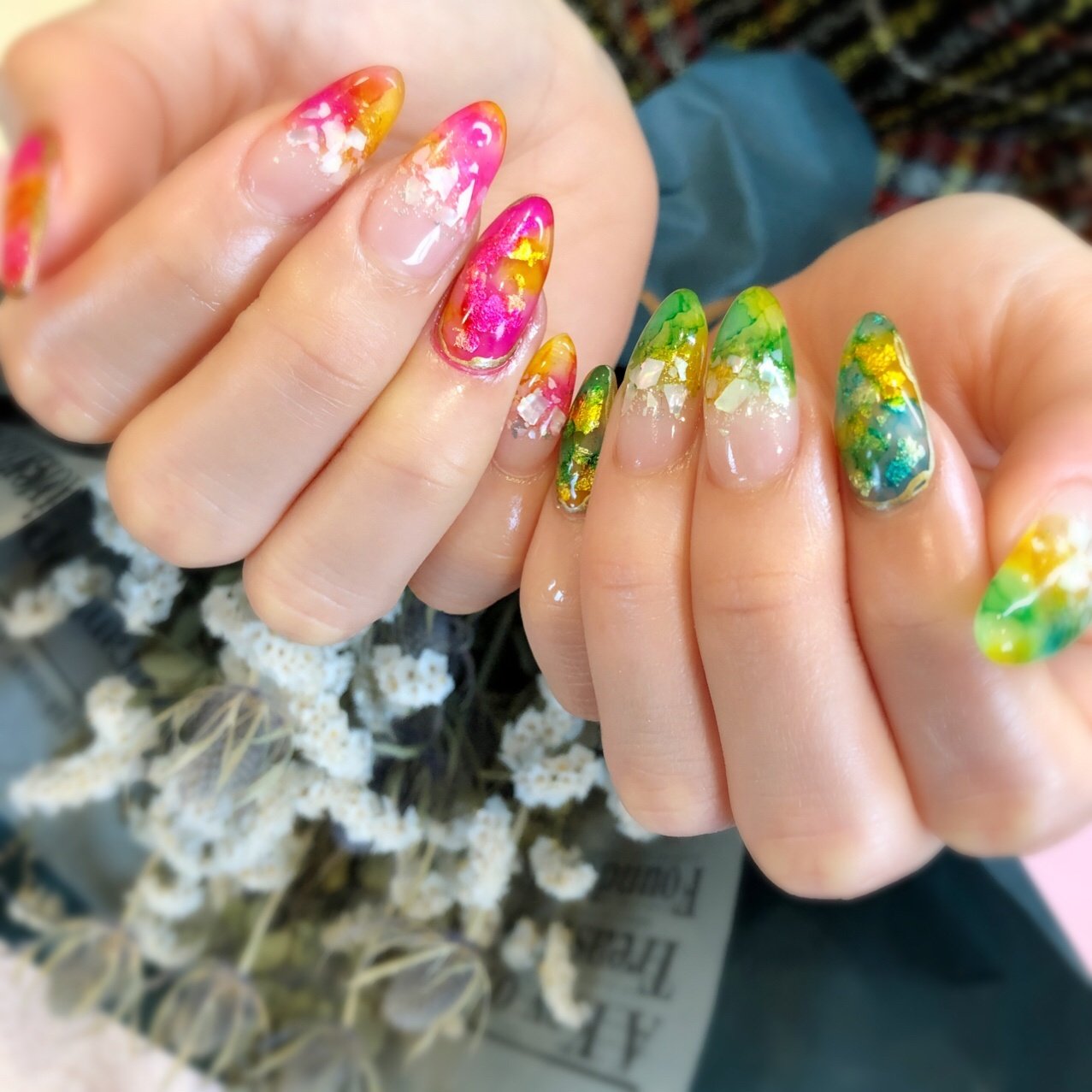 夏 ピンク イエロー グリーン Nail Salon Fufreのネイルデザイン No ネイルブック