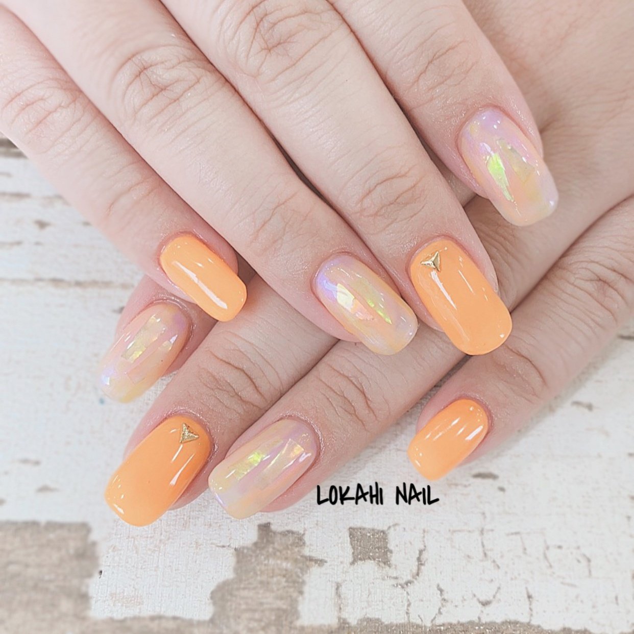 夏 ハンド タイダイ オーロラ オレンジ Lokahi Nail ロカヒネイルのネイルデザイン No ネイルブック