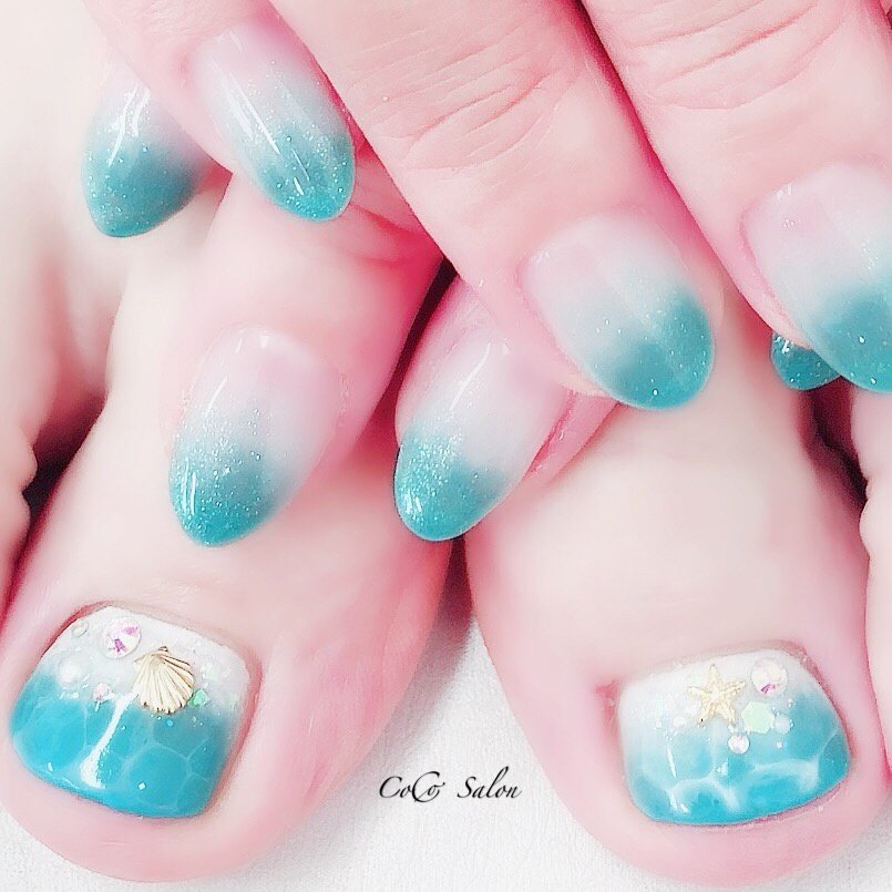夏 海 リゾート オフィス フット Nonちゃん Coco Salonのネイルデザイン No ネイルブック
