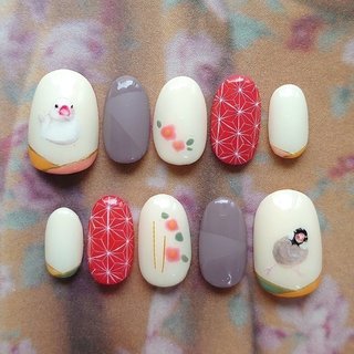 おすすめ順 和柄ネイル 和柄 文鳥のネイルデザイン ネイルブック