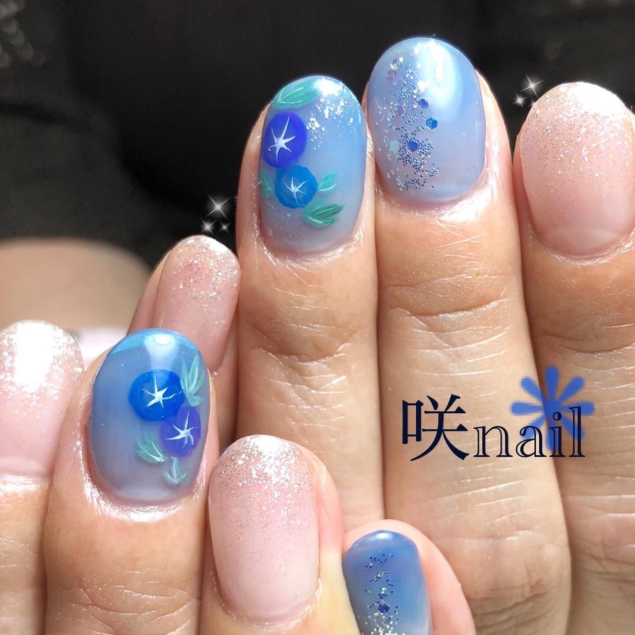 夏 七夕 浴衣 オフィス ハンド 咲nail サキネイル のネイルデザイン No ネイルブック
