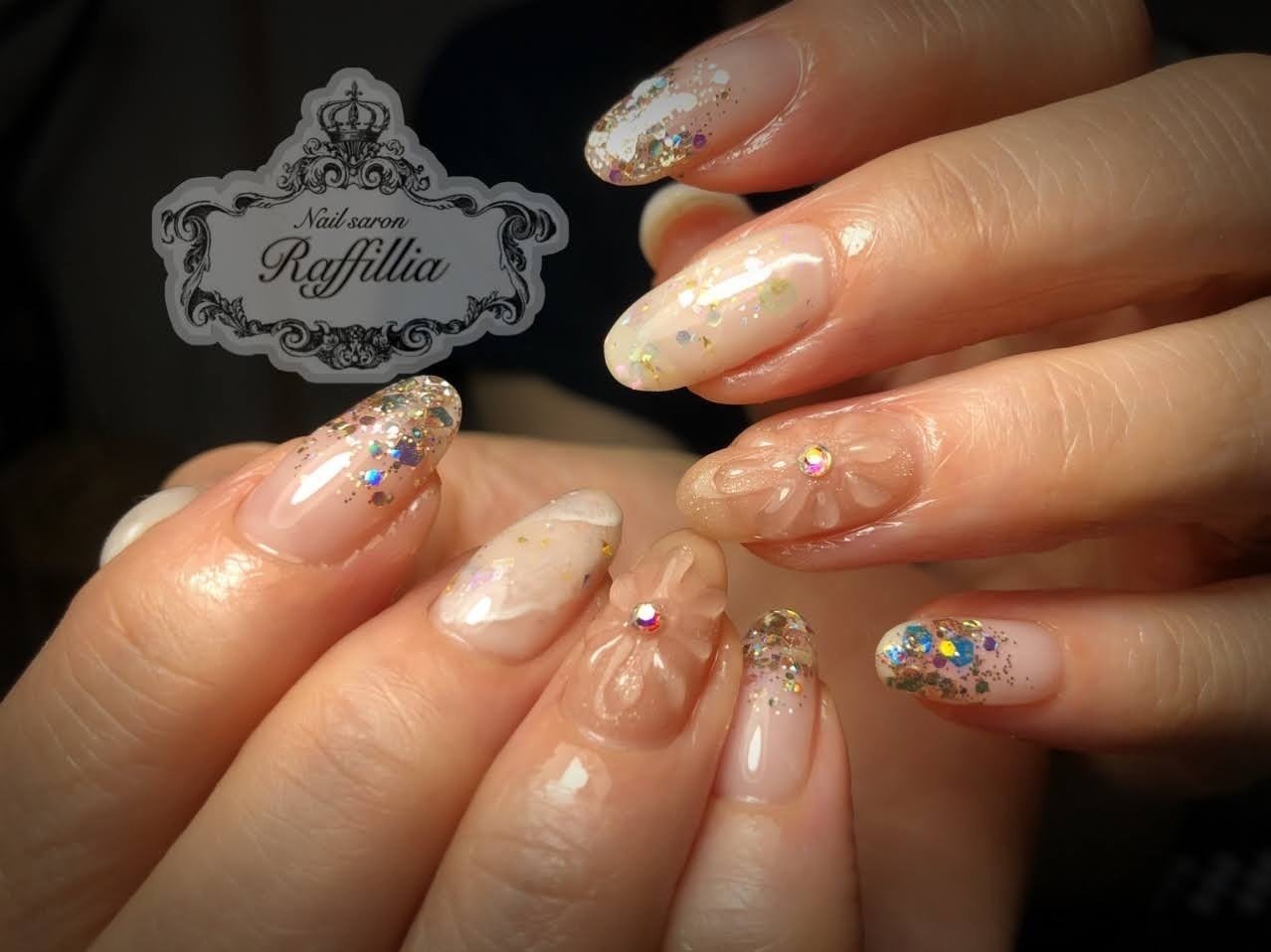 夏 ハンド ロング ホワイト ベージュ Nail Salon Raffillia のネイルデザイン No ネイルブック