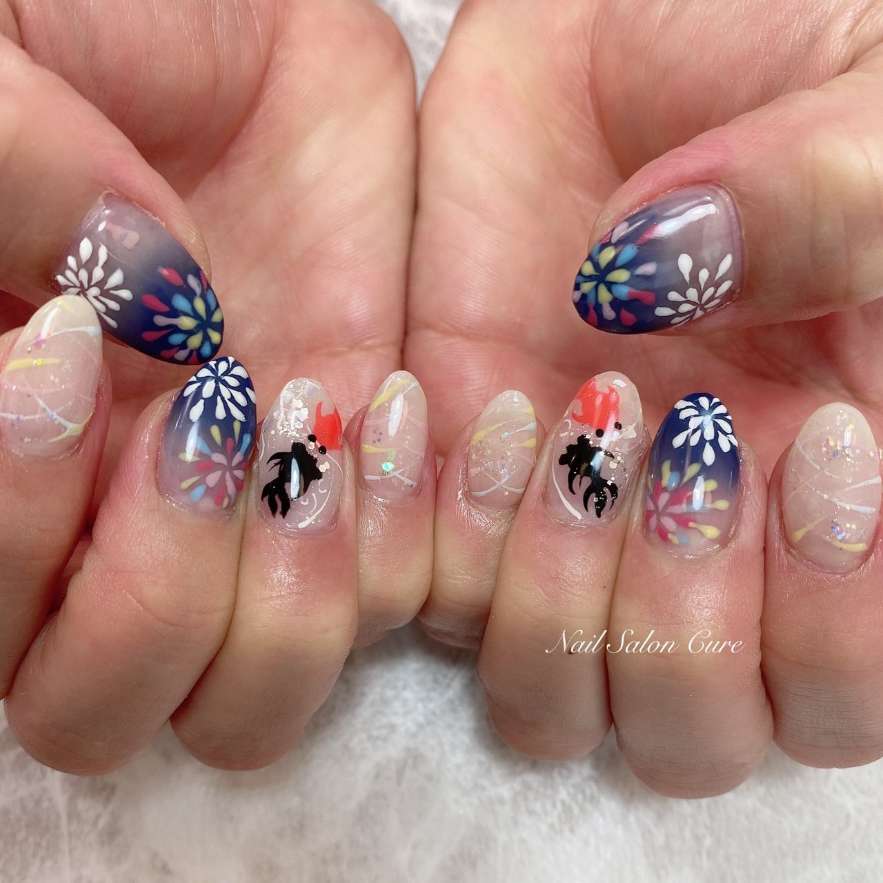 夏 旅行 リゾート 浴衣 ハンド Nail Salon Cureのネイルデザイン No ネイルブック