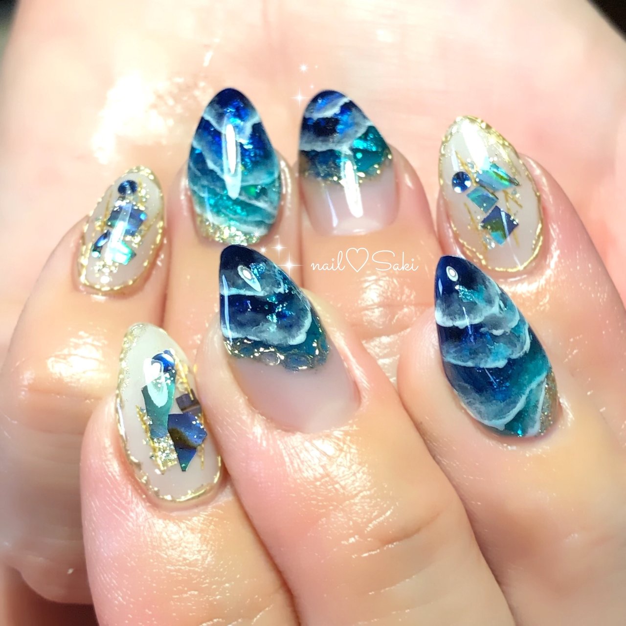 夏 海 リゾート ハンド グラデーション Nail Sakiのネイルデザイン No ネイルブック