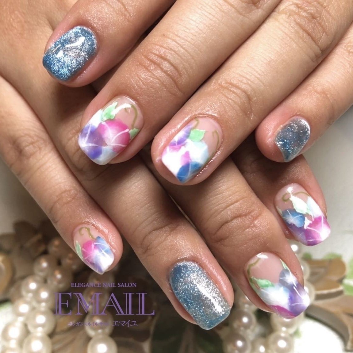 夏 ハンド フラワー ジェル お客様 Email5166のネイルデザイン No ネイルブック