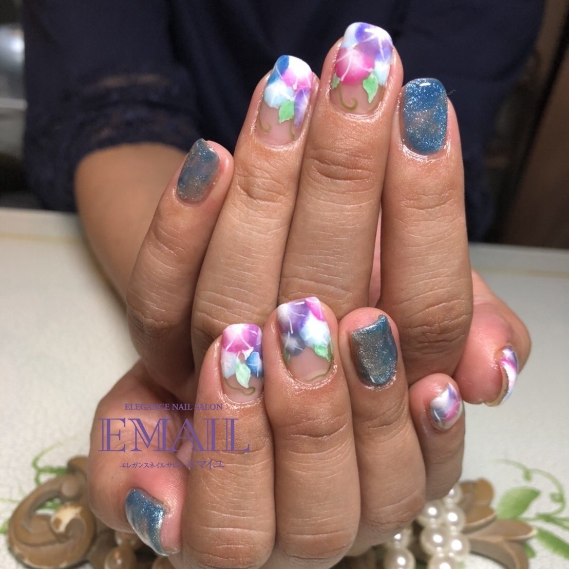 夏 ハンド フラワー ジェル お客様 Email5166のネイルデザイン No ネイルブック