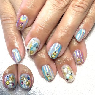 夏 ユニコーン 派手のネイルデザイン ネイルブック