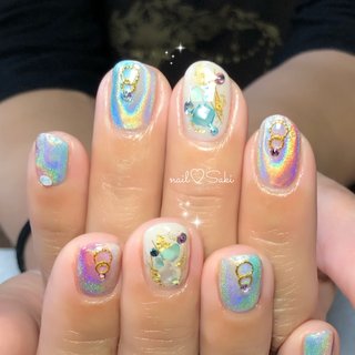 夏 ユニコーン 派手のネイルデザイン ネイルブック