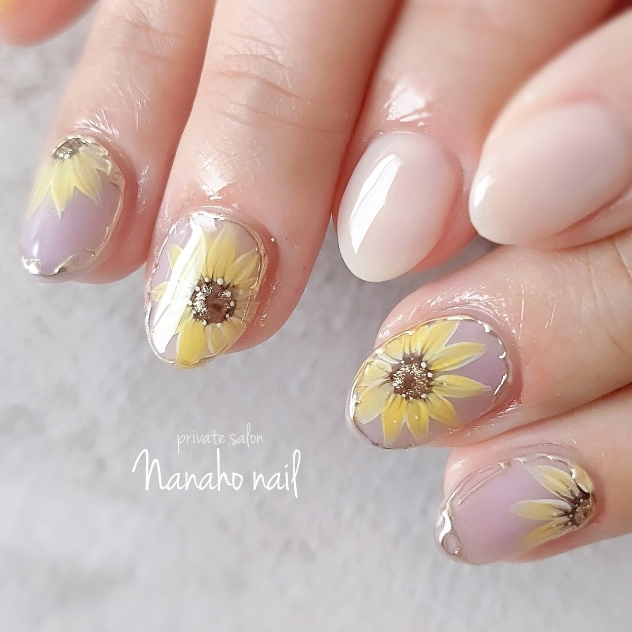 夏 ハンド フラワー ミラー ミディアム Nanaho Nail 大阪府八尾市 のネイルデザイン No 547 ネイルブック