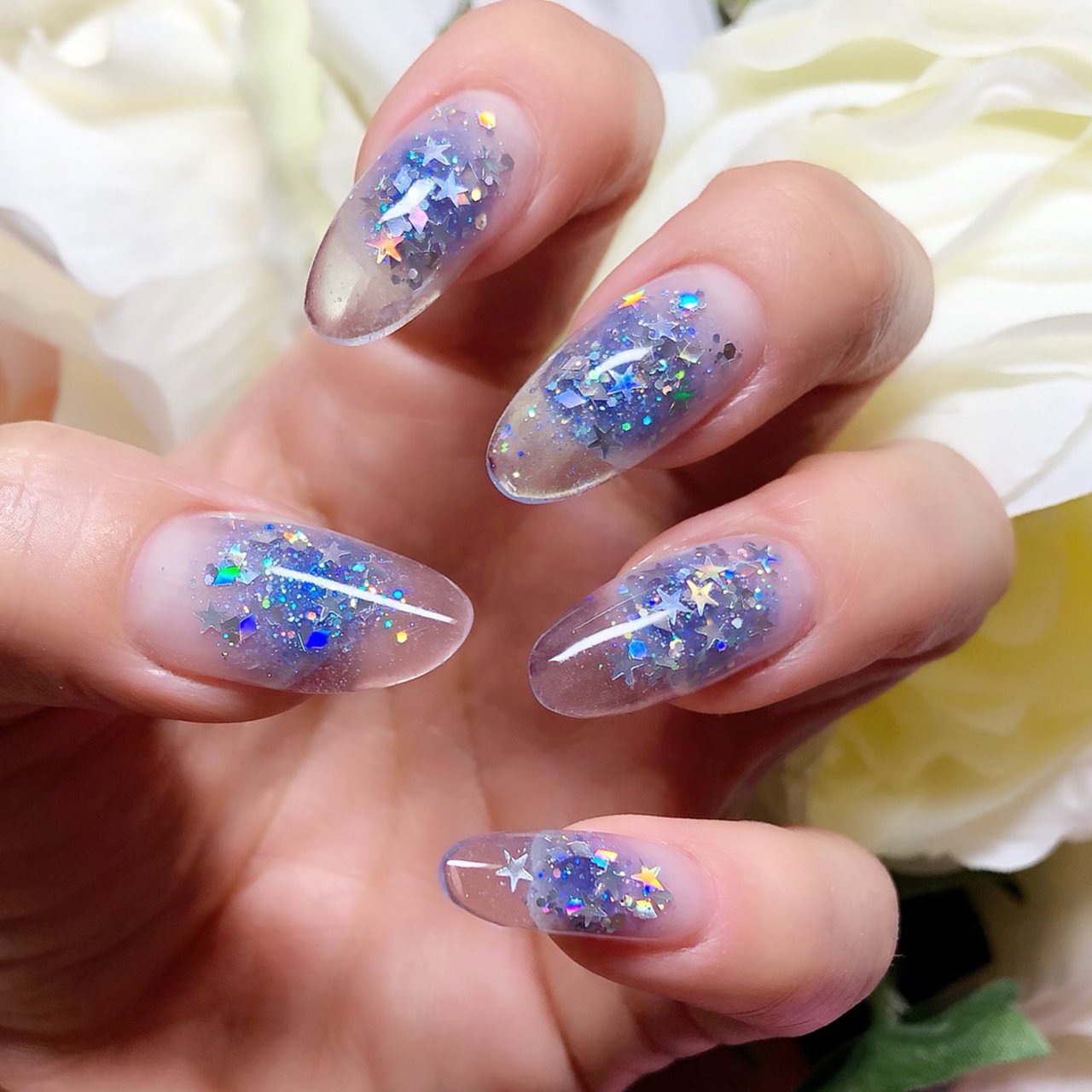 夏 ハンド シンプル ホログラム ラメ Nail Room Souvenirのネイルデザイン No ネイルブック