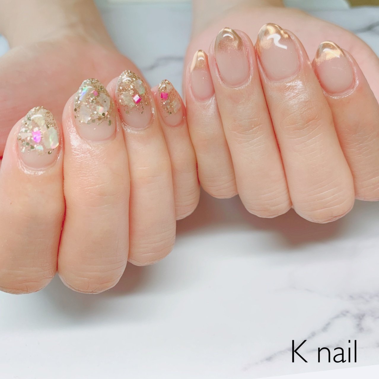 夏 オールシーズン ハンド グラデーション ラメ K Nail Kaoriのネイルデザイン No ネイルブック