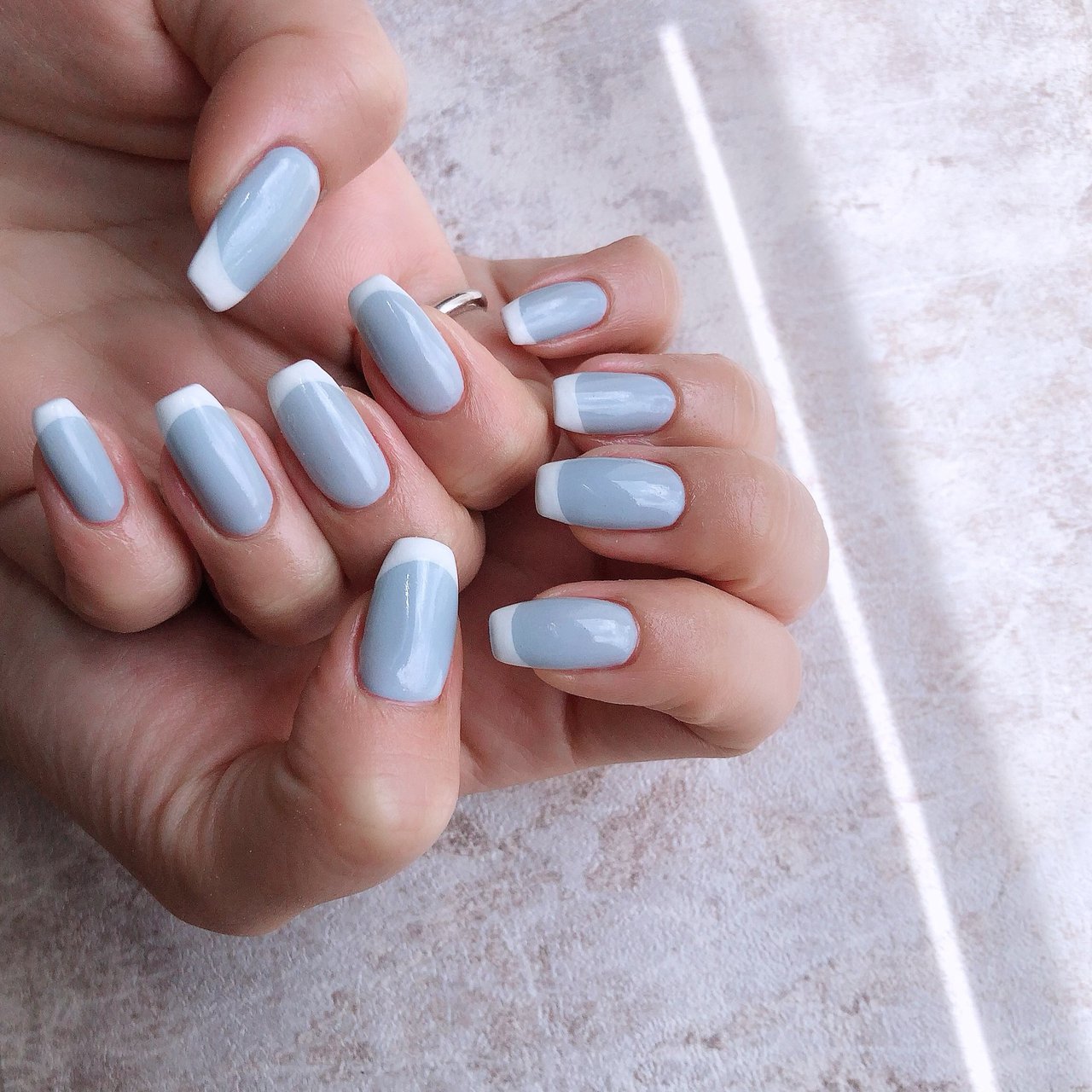 ハンド フレンチ 水色 Nail のネイルデザイン No ネイルブック