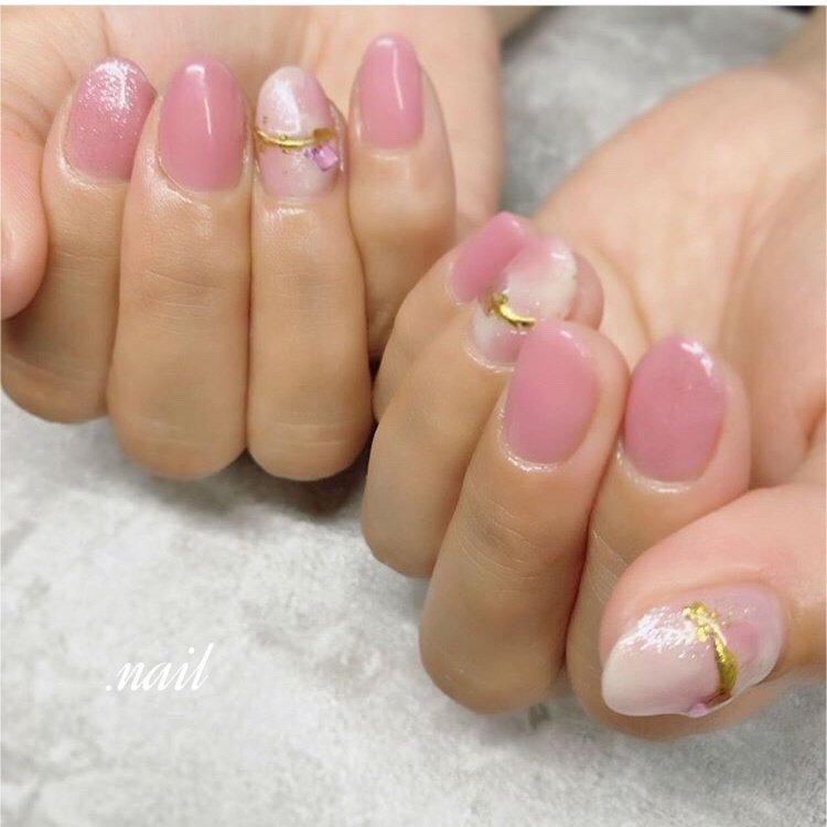 ハンド タイダイ ショート ホワイト ピンク Dotnailのネイルデザイン No ネイルブック