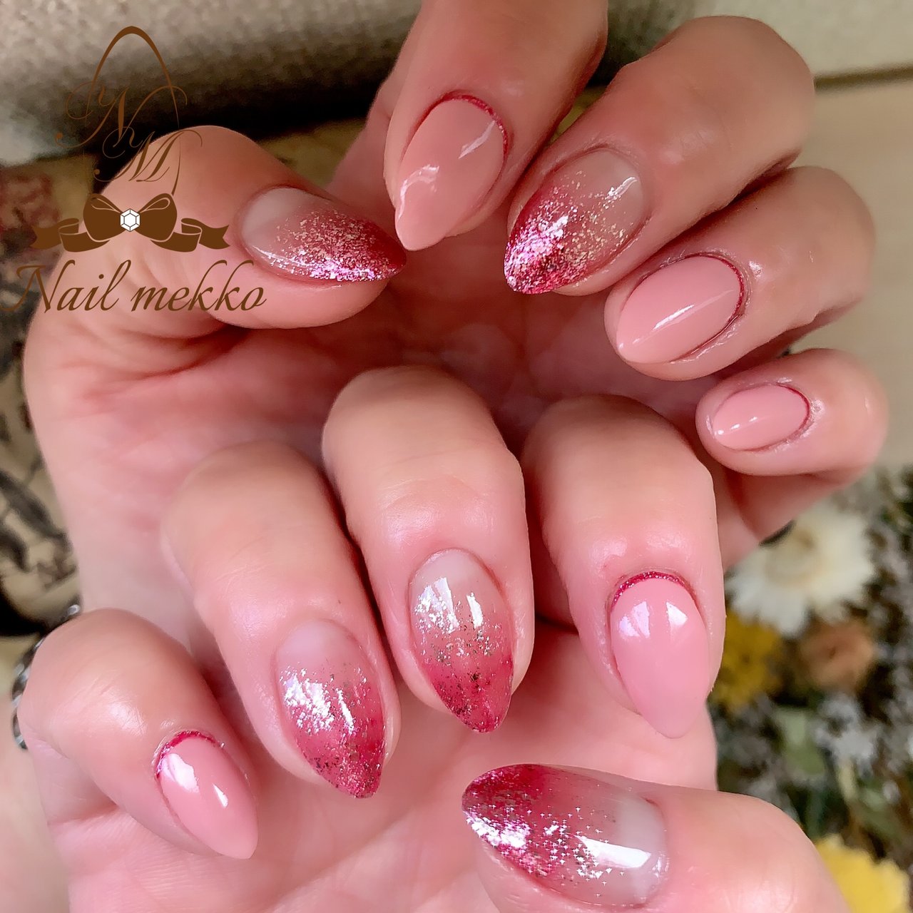 ハンド グラデーション ラメ ワンカラー ピンク Nail Mekkoのネイルデザイン No ネイルブック