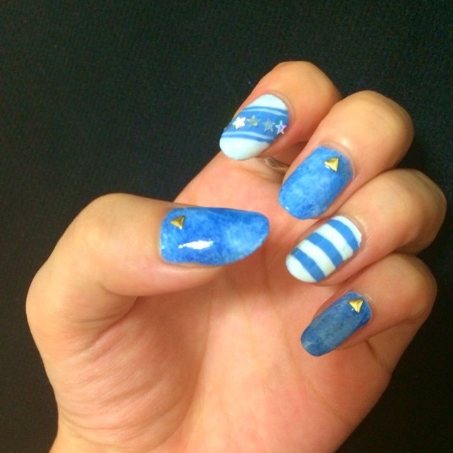 夏 ハンド ミディアム ブルー マニキュア じゅんたまのネイルデザイン No ネイルブック