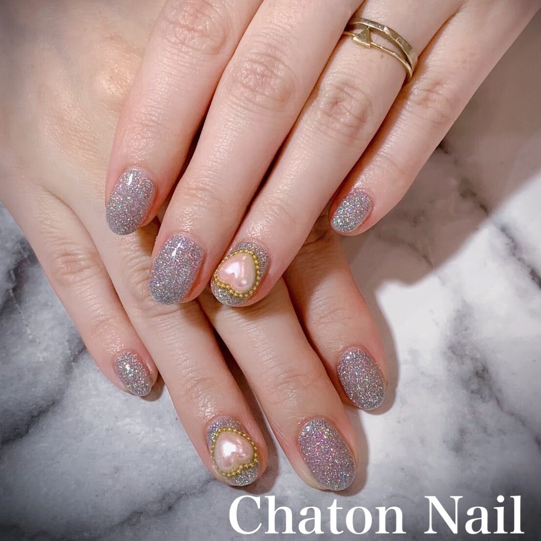 ハート シルバー メタリック ジェル お客様 Chatonnailのネイルデザイン No ネイルブック