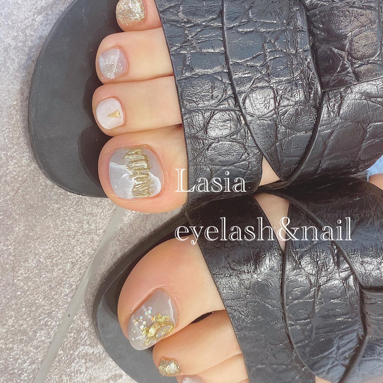 夏 フット 大理石 ミディアム ホワイト Lasia Nailのネイルデザイン No ネイルブック